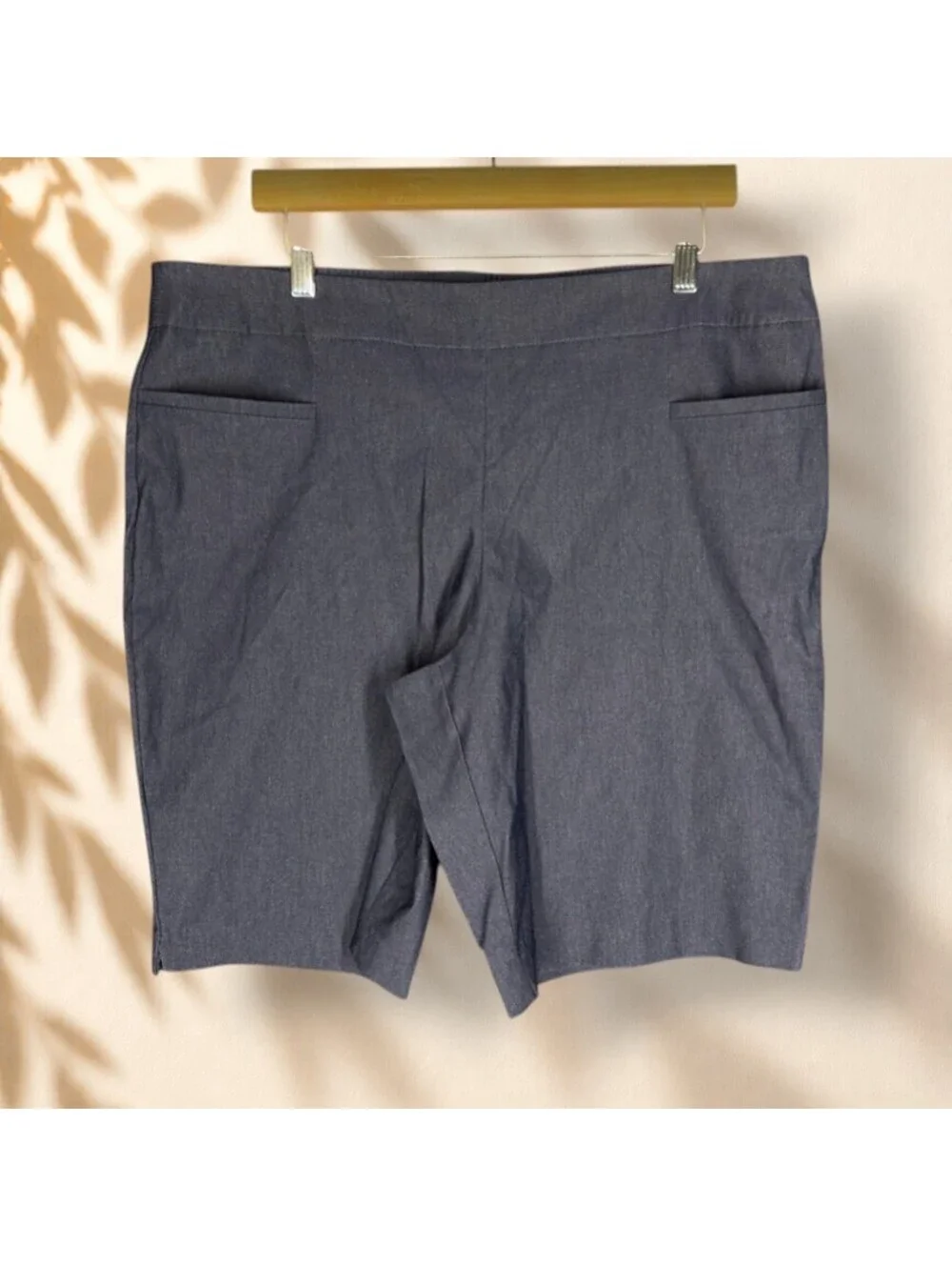 Time And Tru Shorts Women XL Blue High Rise Chino Stretch Pull On Pockets Casual